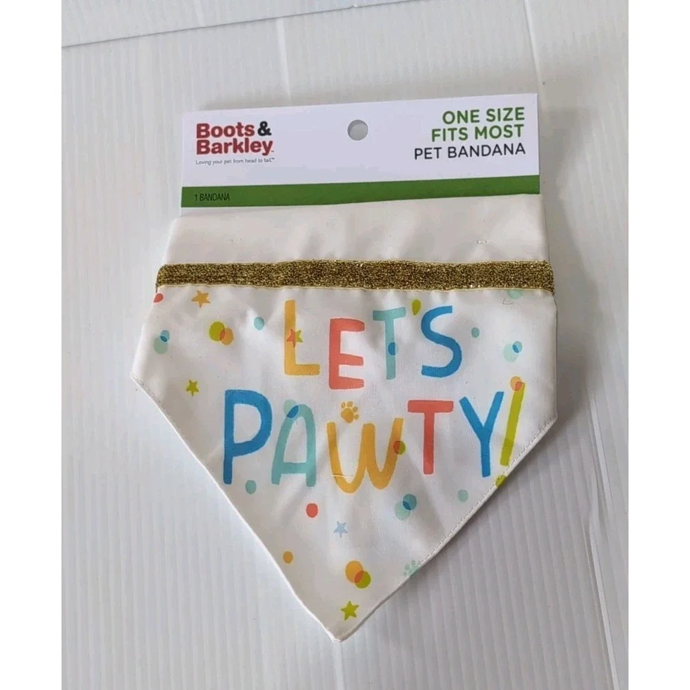 Boots & Barkley pet let's pawty! Dog Bandana fits most dogs